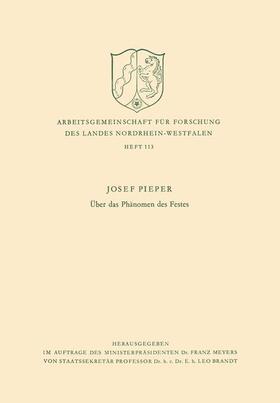 Pieper |  Über das Phänomen des Festes | Buch |  Sack Fachmedien