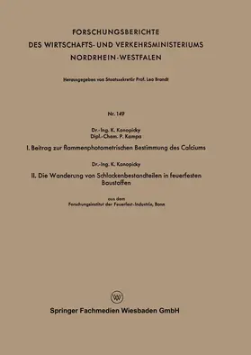 Konopicky |  Konopicky, K: I. Beitrag zur flammenphotometrischen Bestimmu | Buch |  Sack Fachmedien