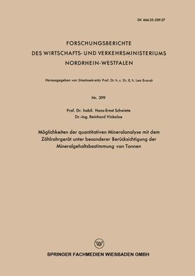 Schwiete |  Schwiete, H: Möglichkeiten der quantitativen Mineralanalyse | Buch |  Sack Fachmedien