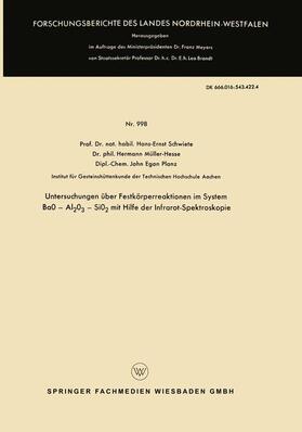 Schwiete |  Schwiete, H: Untersuchungen über Festkörperreaktionen im Sys | Buch |  Sack Fachmedien
