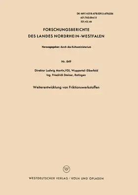 Martin |  Weiterentwicklung von Friktionswerkstoffen | Buch |  Sack Fachmedien