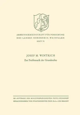 Wintrich |  Zur Problematik der Grundrechte | Buch |  Sack Fachmedien