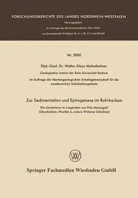 Malmsheimer |  Zur Sedimentation und Epirogenese im Ruhrkarbon | Buch |  Sack Fachmedien