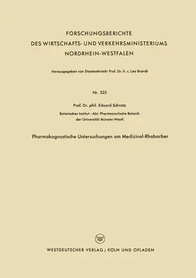 Schratz |  Pharmakognostische Untersuchungen am Medizinal-Rhabarber | Buch |  Sack Fachmedien