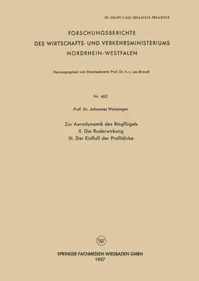 Weissinger |  Zur Aerodynamik des Ringflügels | Buch |  Sack Fachmedien