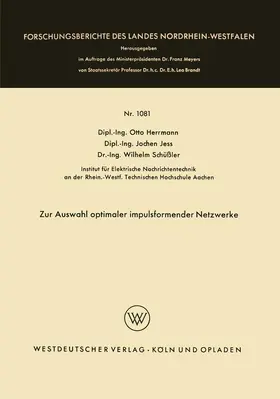 Herrmann |  Zur Auswahl optimaler impulsformender Netzwerke | Buch |  Sack Fachmedien