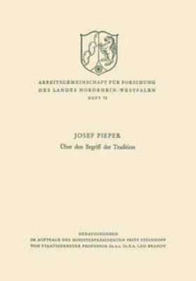 Pieper |  Über den Begriff der Tradition | eBook | Sack Fachmedien