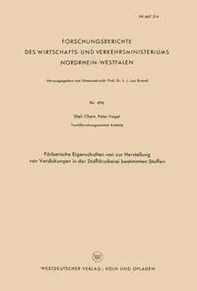 Vogel |  Färberische Eigenschaften von zur Herstellung von Verdickungen in der Stoffdruckerei bestimmten Stoffen | eBook | Sack Fachmedien