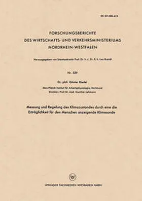 Riedel |  Messung und Regelung des Klimazustandes durch eine die Erträglichkeit für den Menschen anzeigende Klimasonde | eBook | Sack Fachmedien