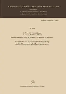 Lange |  Theoretische und experimentelle Untersuchung der Strahlengeometrie bei Texturgoniometern | eBook | Sack Fachmedien