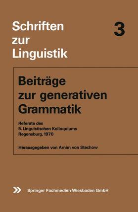 Stechow |  Beiträge zur generativen Grammatik | Buch |  Sack Fachmedien