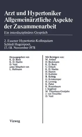 Bock |  Arzt und Hypertoniker Allgemeinärztliche Aspekte der Zusammenarbeit | Buch |  Sack Fachmedien