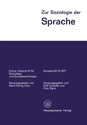 Sack / Kjolseth |  Zur Soziologie der Sprache | Buch |  Sack Fachmedien