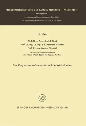 Block |  Der Gegenstromwärmeaustausch in Wirbelbetten | Buch |  Sack Fachmedien