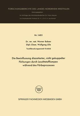 Bubser |  Die Beeinflussung diazotierter, nicht gekuppelter Färbungen durch Leuchtstofflampen während des Färbeprozesses | Buch |  Sack Fachmedien