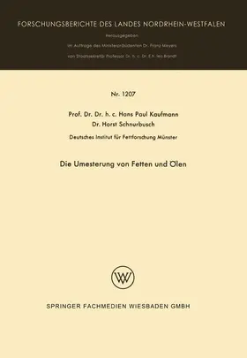 Kaufmann |  Die Umesterung von Fetten und Ölen | Buch |  Sack Fachmedien