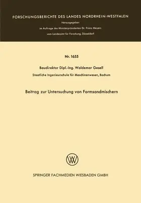 Gesell |  Beitrag zur Untersuchung von Formsandmischern | Buch |  Sack Fachmedien