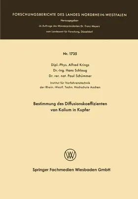 Krings |  Bestimmung des Diffusionskoeffizienten von Kalium in Kupfer | Buch |  Sack Fachmedien