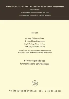 Bobbert / Lübcke / Dieckmann |  Beurteilungsmaßstäbe für mechanische Schwingungen | Buch |  Sack Fachmedien