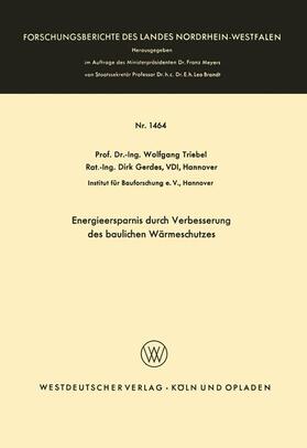 Triebel |  Energieersparnis durch Verbesserung des baulichen Wärmeschutzes | Buch |  Sack Fachmedien