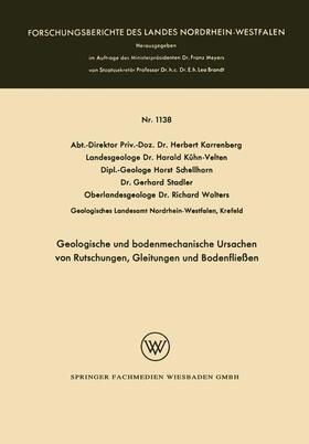 Karrenberg / Kühn-Velten / Wolters |  Geologische und bodenmechanische Ursachen von Rutschungen, Gleitungen und Bodenfließen | Buch |  Sack Fachmedien