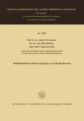 Reutter / Stief / Meltzow |  Mathematische Untersuchungen zur Schalentheorie | Buch |  Sack Fachmedien