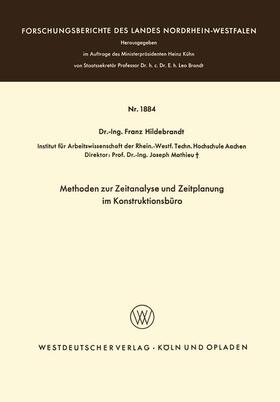 Hildebrandt |  Hildebrandt, F: Methoden zur Zeitanalyse und Zeitplanung im | Buch |  Sack Fachmedien