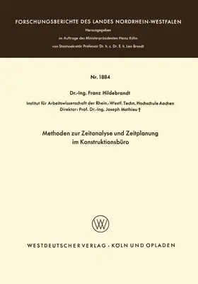 Hildebrandt |  Methoden zur Zeitanalyse und Zeitplanung im Konstruktionsbüro | Buch |  Sack Fachmedien