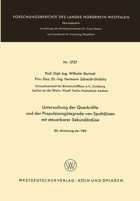 Sturtzel |  Untersuchung der Querkräfte und der Propulsionsgütegrade von Spaltdüsen mit steuerbarer Sekundärdüse | Buch |  Sack Fachmedien