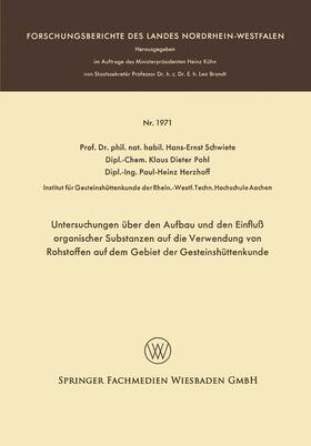 Schwiete |  Schwiete, H: Untersuchungen über den Aufbau und den Einfluß | Buch |  Sack Fachmedien
