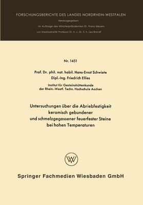 Schwiete |  Schwiete, H: Untersuchungen über die Abriebfestigkeit kerami | Buch |  Sack Fachmedien