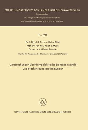 Bittel |  Untersuchungen über ferroelektrische Domänenwände und Nachwirkungserscheinungen | Buch |  Sack Fachmedien