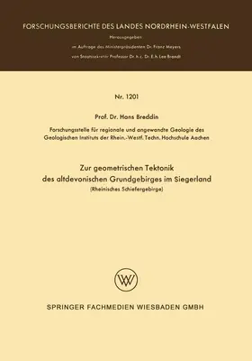 Breddin |  Zur geometrischen Tektonik des altdevonischen Grundgebirges im Siegerland | Buch |  Sack Fachmedien