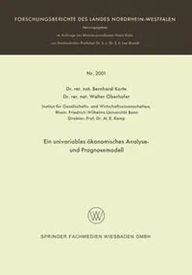 Korte |  Ein univariables ökonomisches Analyse- und Prognosemodell | eBook | Sack Fachmedien