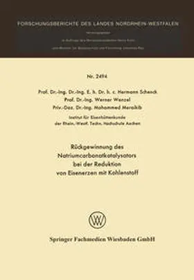 Schenck / Wenzel / Maraikib |  Rückgewinnung des Natriumcarbonatkatalysators bei der Reduktion von Eisenerzen mit Kohlenstoff | eBook | Sack Fachmedien