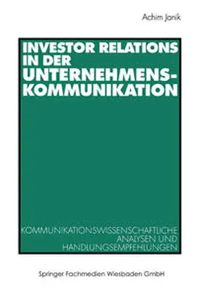 Janik |  Investor Relations in der Unternehmenskommunikation | eBook | Sack Fachmedien