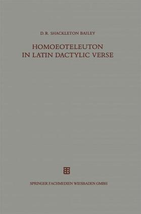  Homoeoteleuton in Latin dactylic verse | Buch |  Sack Fachmedien