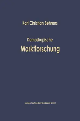 Behrens |  Demoskopische Marktforschung | Buch |  Sack Fachmedien