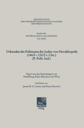  Urkunden des Politeuma der Juden von Herakleopolis (144/3–133/2 v. Chr.) (P. Polit. Iud.) | eBook | Sack Fachmedien