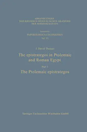 Thomas |  The epistrategos in Ptolemaic and Roman Egypt | eBook | Sack Fachmedien