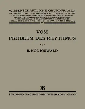 Hönigswald |  Vom Problem des Rhythmus | Buch |  Sack Fachmedien