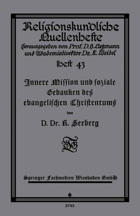 Seeberg |  Innere Mission und soziale Gedanken des evangelischen Christentums | Buch |  Sack Fachmedien
