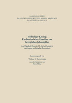 Ertorickaja |  Vorläufiger Katalog Kirchenslavischer Homilien des beweglichen Jahreszyklus | eBook | Sack Fachmedien