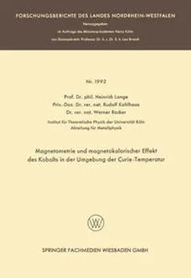 Lange |  Magnetometrie und magnetokalorischer Effekt des Kobalts in der Umgebung der Curie-Temperatur | eBook | Sack Fachmedien