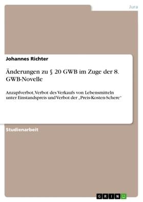 Richter |  Änderungen zu § 20 GWB im Zuge der 8. GWB-Novelle | Buch |  Sack Fachmedien