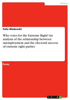 Wiebrecht |  Who votes for the Extreme Right? An analysis of the relationship between unemployment and the electoral success of extreme right parties | Buch |  Sack Fachmedien