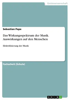 Pape |  Das Wirkungsspektrum der Musik. Auswirkungen auf den Menschen | eBook | Sack Fachmedien