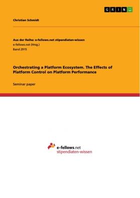 Schmidt |  Orchestrating a Platform Ecosystem. The Effects of Platform Control on Platform Performance | Buch |  Sack Fachmedien