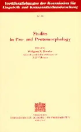 Dressler |  Studies in Pre- and Protomorphology | Buch |  Sack Fachmedien