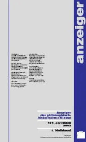 Österreichische Akademie d. Wissenschaften |  Anzeiger der philosophisch-historischen Klasse der Österreichischen... | Buch |  Sack Fachmedien